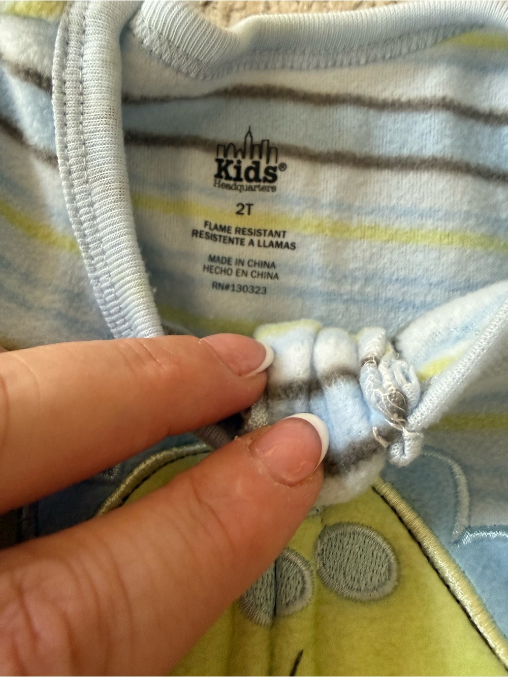 Kids Headquarters Dino Zip-Front footed PJs — Light Blue & Gray - Picture 2 of 6